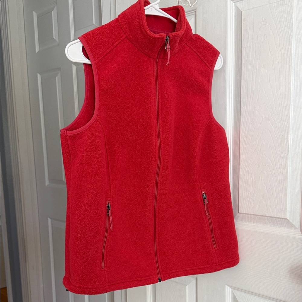 L.L. Bean Red Fleece Zip-Up Vest